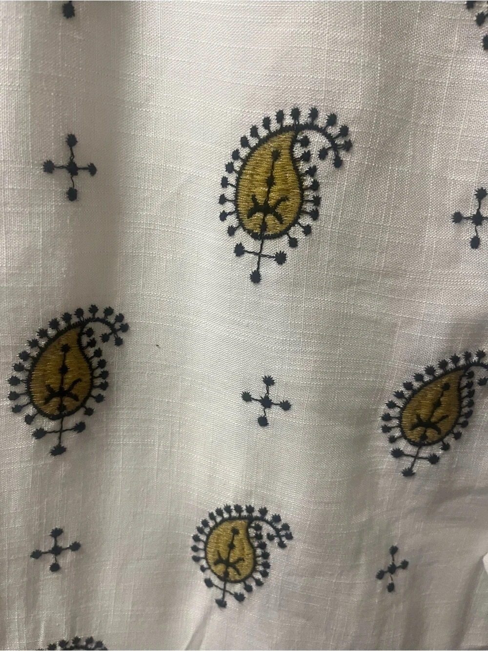 Zara Ecru Embroidered Linen-Blend Paisley Printed Wide Leg Pants. Size XL.